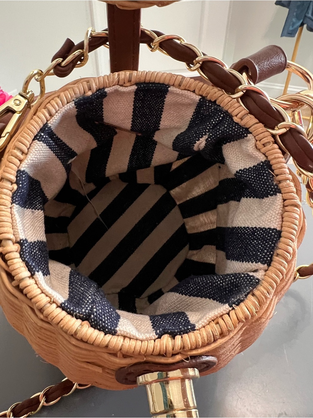 Free People Brown and Tan Woven Wicker Rattan Crossbody Bag - Picture 2 of 10